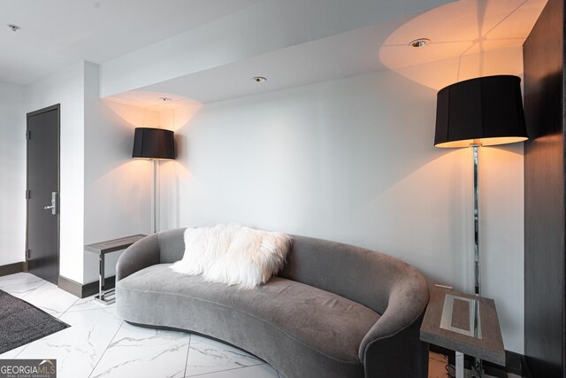 400 W Peachtree St NW Unit 3204, Atlanta, GA 30308 - living area with light marble finish floors