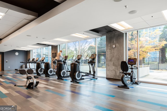 400 W Peachtree St NW Unit 3204, Atlanta, GA 30308 - workout area with a wall of windows