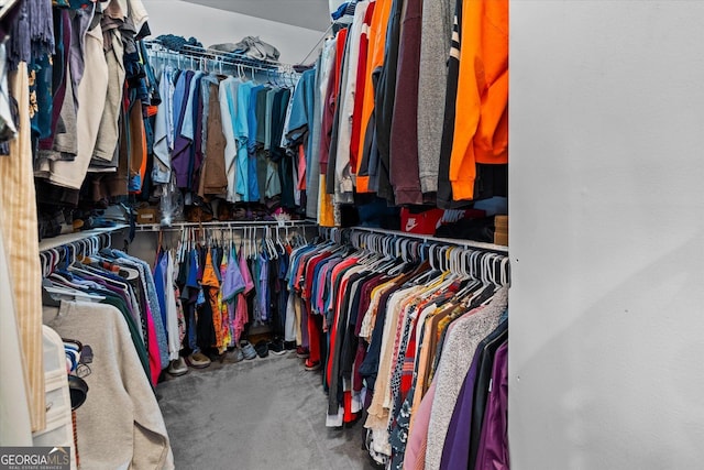 walk in closet featuring carpet