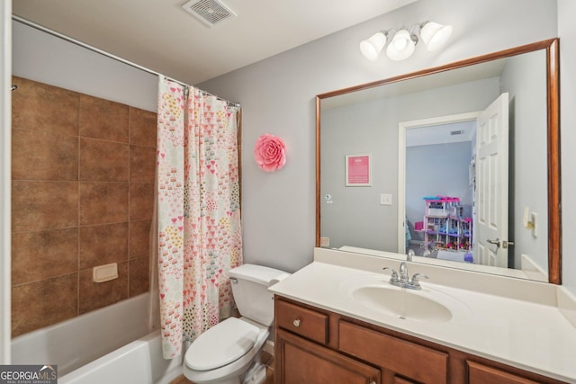 4740 Arbor Meadows Dr, Cumming, GA 30040 - full bathroom with toilet, shower / bath combination with curtain, vanity, and visible vents
