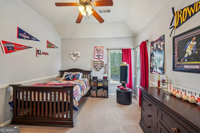 4740 Arbor Meadows Dr, Cumming, GA 30040 - bedroom with lofted ceiling, carpet floors, baseboards, and visible vents