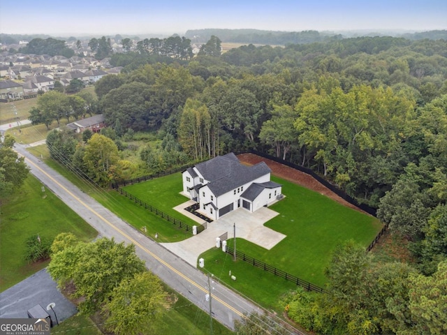 bird's eye view with a forest view