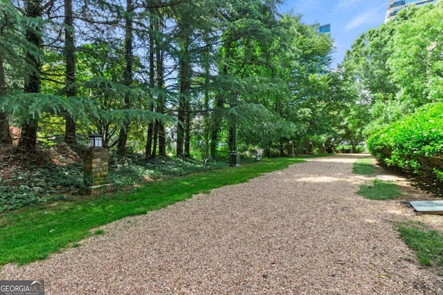 view of home's community featuring gravel driveway