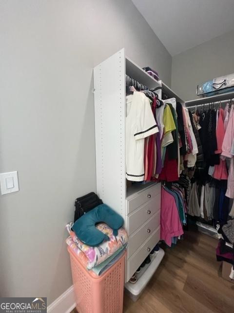 spacious closet with wood finished floors