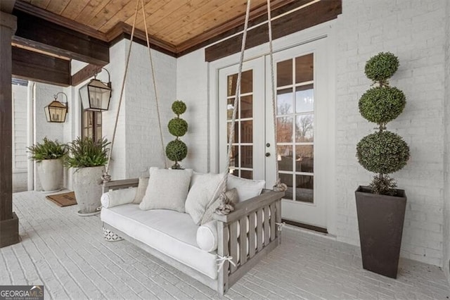 view of patio featuring french doors and outdoor lounge area