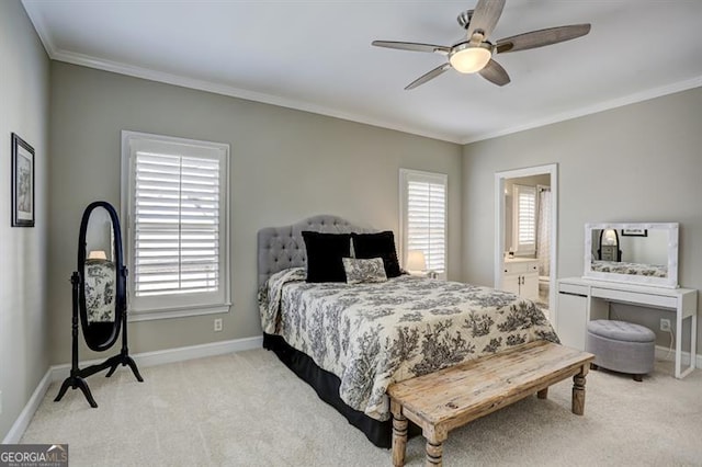 bedroom with carpet, multiple windows, and baseboards