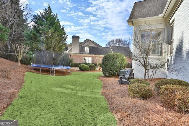 view of yard with a trampoline