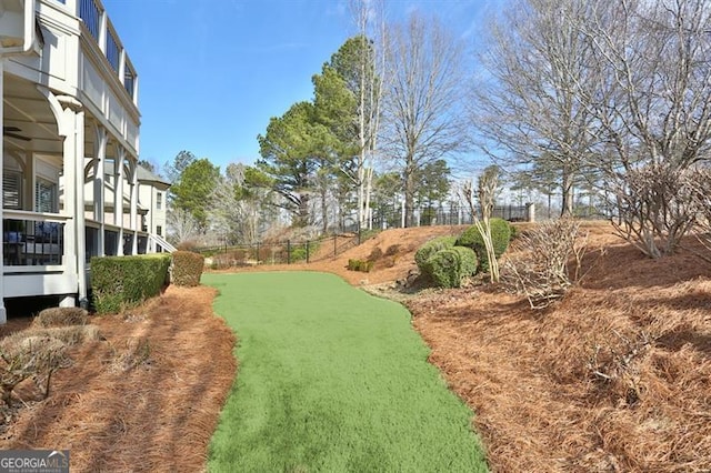 view of property's community featuring fence