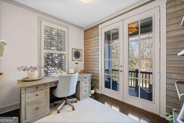 203 Hubbard Rd, Woodstock, GA 30188 - office area with french doors and wood finished floors