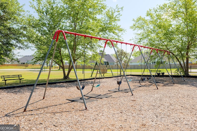 communal playground with a yard