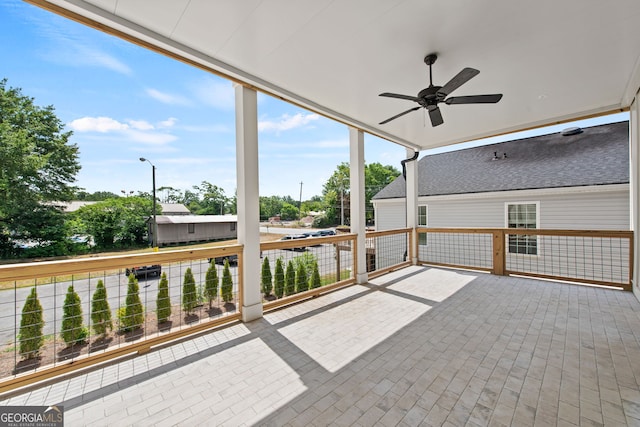 view of patio with ceiling fan