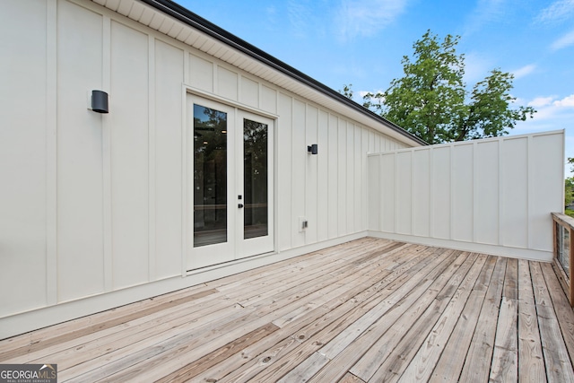 wooden terrace with french doors