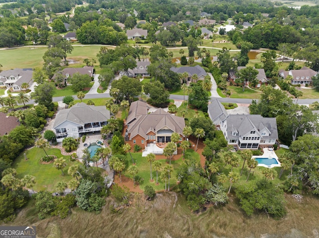 drone / aerial view featuring a residential view