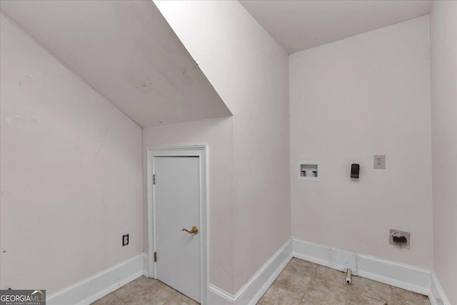 washroom featuring washer hookup, laundry area, hookup for an electric dryer, and baseboards