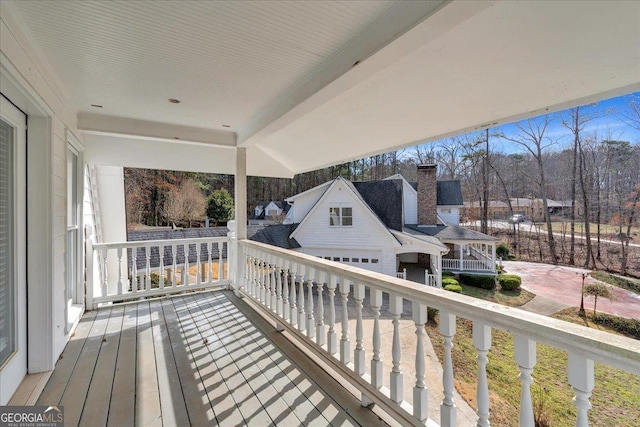 wooden terrace with covered porch