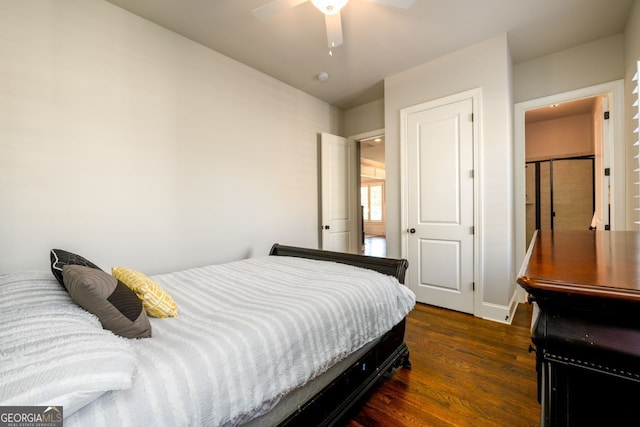 5230 Harris Springs Dr, Cumming, GA 30040 - bedroom with wood finished floors, baseboards, and a ceiling fan
