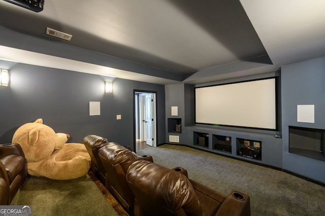 5230 Harris Springs Dr, Cumming, GA 30040 - home theater room with carpet flooring, baseboards, and a tray ceiling
