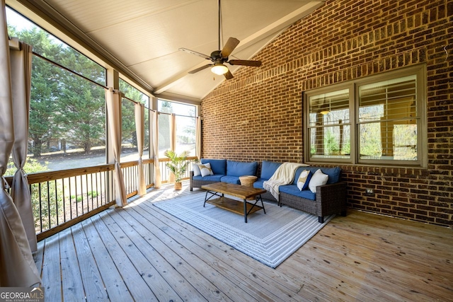 5230 Harris Springs Dr, Cumming, GA 30040 - sunroom / solarium with a ceiling fan and an outdoor hangout area