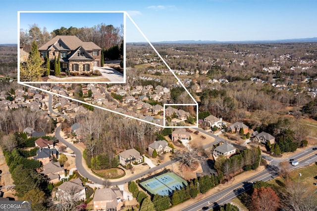 5230 Harris Springs Dr, Cumming, GA 30040 - aerial perspective of suburban area with property parcel outlined
