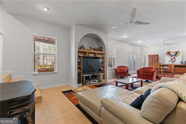 2590 Runic Way, Johns Creek, GA 30022 - living area featuring ceiling fan, recessed lighting, and tile patterned floors