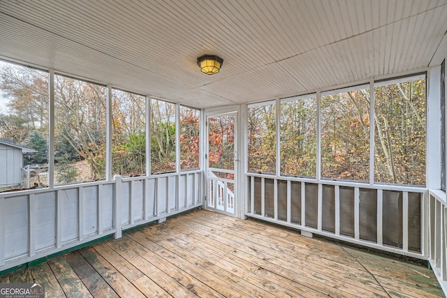 view of unfurnished sunroom