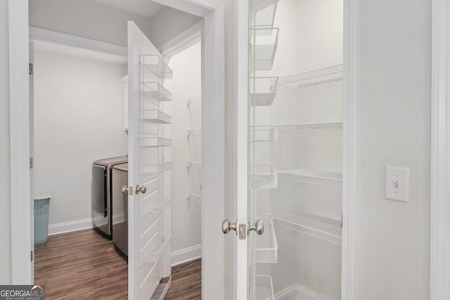 pantry featuring separate washer and dryer