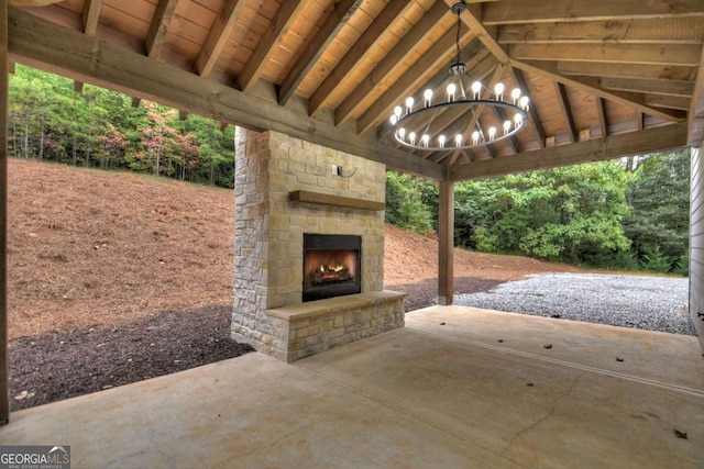2634 Mountain View Rd, Mccaysville, GA 30555 - view of patio / terrace featuring an outdoor stone fireplace