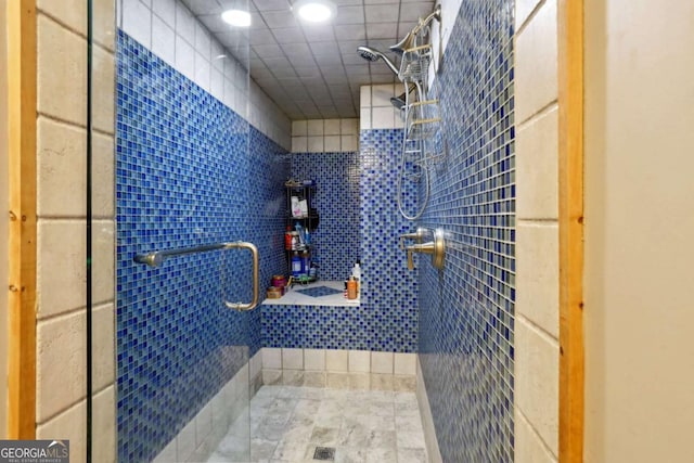 bathroom with a shower stall