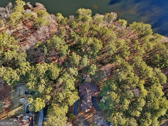 bird's eye view featuring a forest view