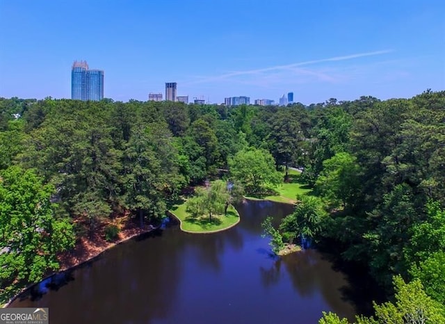 bird's eye view with a water view and a city view