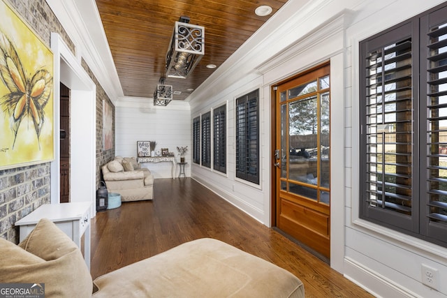 interior space with wooden ceiling