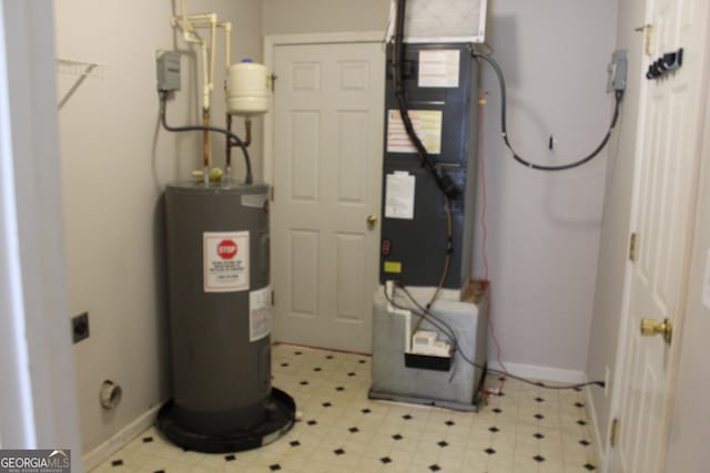 utilities with water heater and heating unit