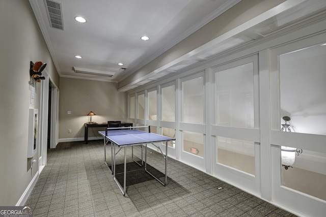 25309 Plantation Dr NE Unit 309, Atlanta, GA 30324 - recreation room featuring carpet flooring, ornamental molding, and recessed lighting