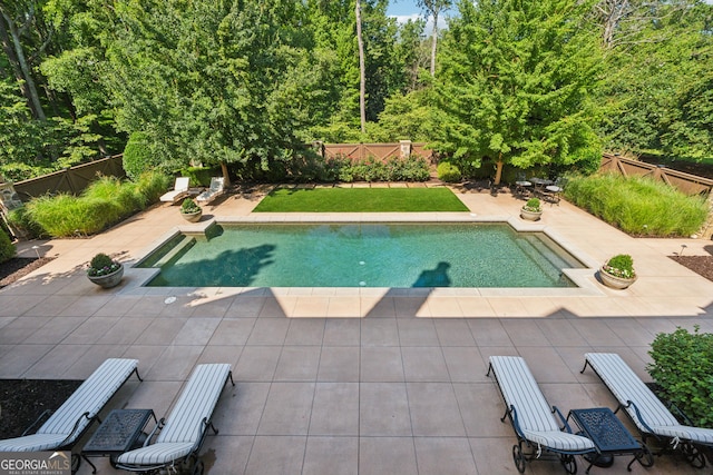 13940 Haystack Ln, Milton, GA 30004 - view of swimming pool with a patio and a fenced backyard