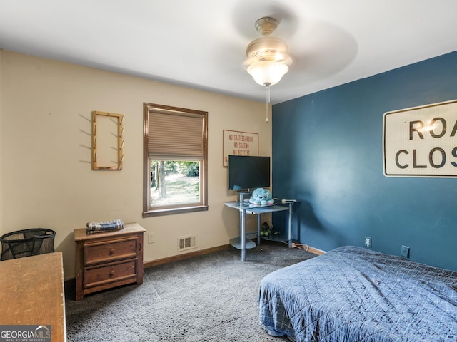 bedroom featuring carpet, baseboards, and visible vents