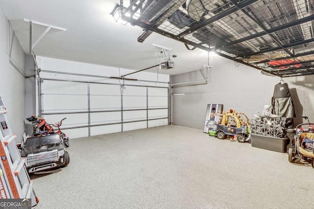 garage with a garage door opener