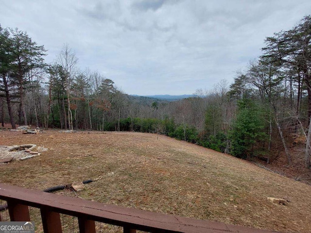 view of yard featuring a wooded view