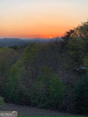 property view of mountains featuring a wooded view