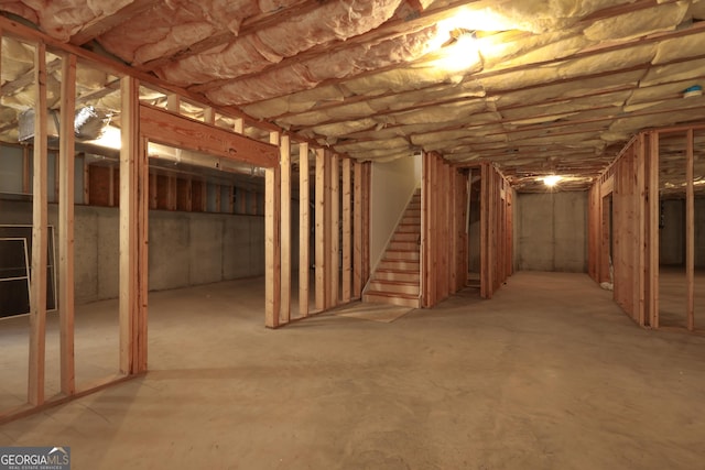 unfinished below grade area with stairs