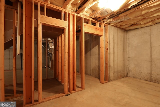 view of unfinished basement