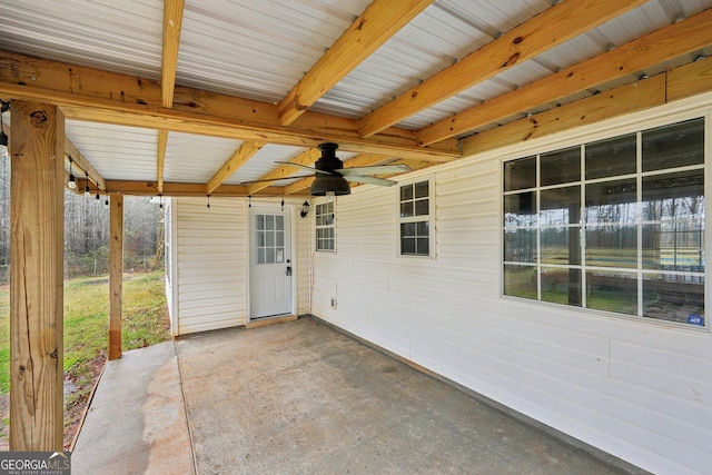 view of patio with ceiling fan