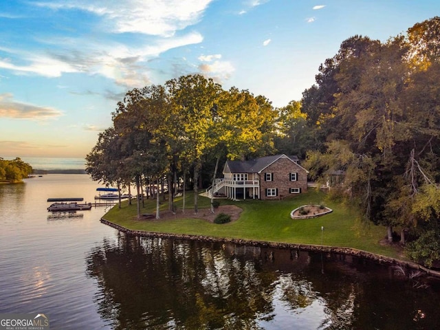 property view of water with a boat dock