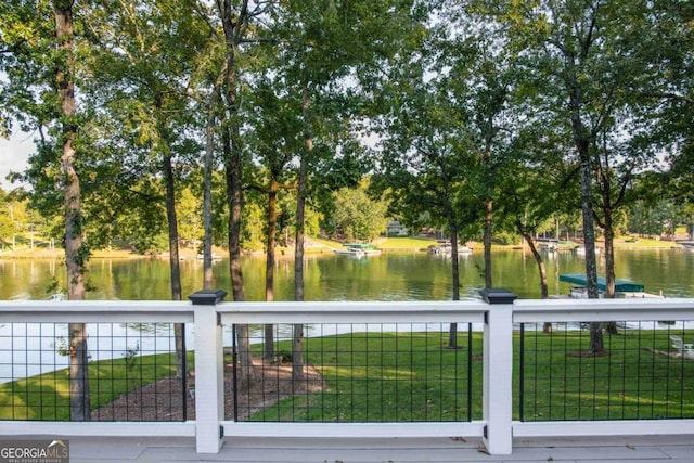 property view of water with fence