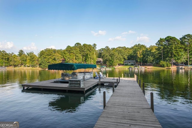 view of dock featuring a water view