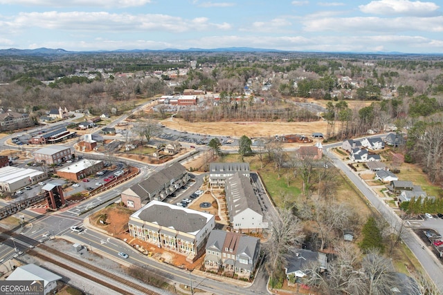 aerial view with a mountain view