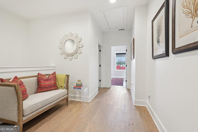 4308 Southside Dr, Acworth, GA 30101 - hallway with attic access and light wood finished floors