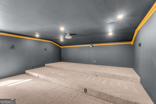 view of carpeted home theater