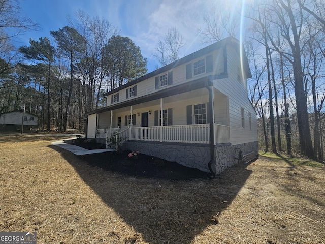 view of front facade featuring covered porch