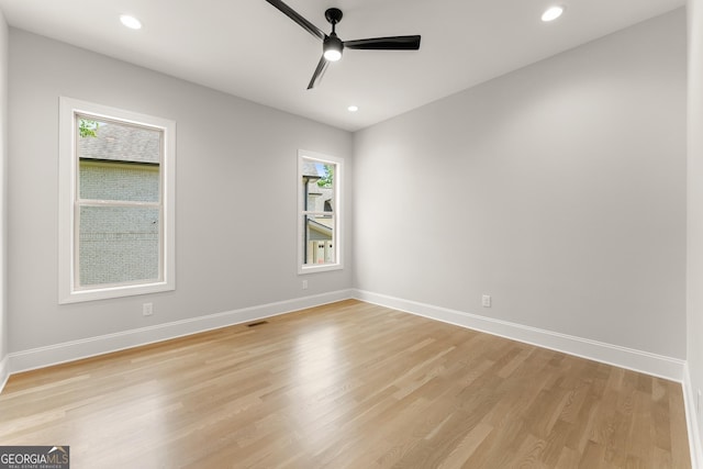 4860 Grandview Ct, Flowery Branch, GA 30542 - empty room featuring a ceiling fan, light wood finished floors, baseboards, and recessed lighting