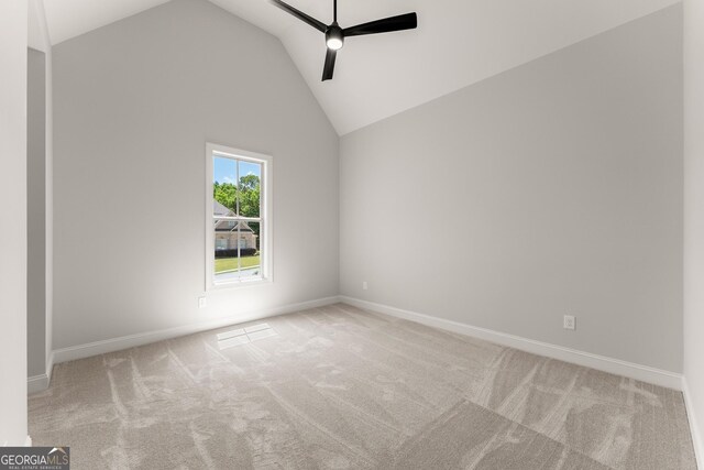 4860 Grandview Ct, Flowery Branch, GA 30542 - carpeted spare room with a ceiling fan, lofted ceiling, and baseboards
